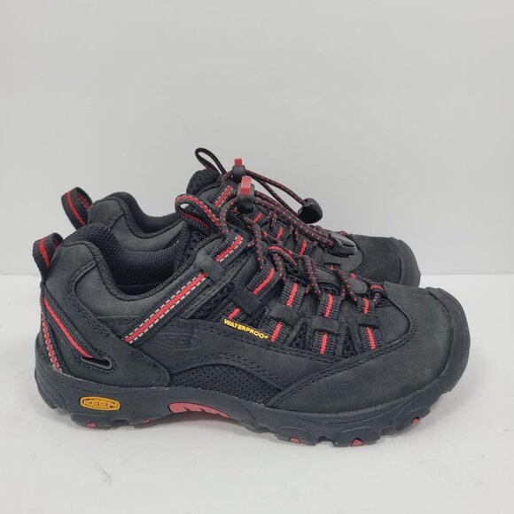 Keen Other - Keen Kid's Black Red Waterproof Hiking Shoes US Size 1 NWOT